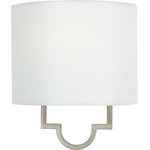 Quoizel Lighting - Millennium 1-Light Wall Sconce, Pewter Plated, White Parchment Shade - Reflect your personal sense of style within your home with this classic lighting fixture. The soft modern, modular form reflects pure elegance and sophistication, and is designed and crafted with the utmost care. Other coordinating fixtures are available.