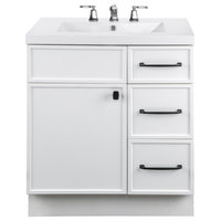 Manhattan Vanity, 1-Door 3-Drawer, White, 30", Single Bowl