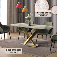 Voren Series Modern Dining Table Gold Base, With 71 Deep Grey Sintered ...