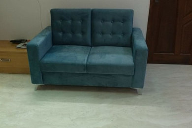 Customised ten seater sofa with D'Decor fabric for a customer in Bengaluru