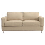 Small Space Seating - Raleigh Quick Assembly Two Seat Bonner Leg Sofa, Buff - Small Space Seating's standard size sofas and chairs are designed to fit through openings 12" or greater.  Perfect for older homes, apartments, lofts, lodges, playrooms, tiny homes, RV's or any place with narrow doors, hallways, tight stairs, and elevators. Our frames come with a lifetime guarantee and are constructed using kiln dried hardwoods.  Every frame is doweled, corner blocked, screwed, glued, stapled and features heavy-duty 8.5-gauge sinuous steel springs reinforced with horizontal tie rods.  All seating features plush 2.5 density HR spring down cushions with a lifetime guarantee.  High Performance, stain resistant fabrics with a 100,000 double rub rating come standard with our sofa and chairs.  This is American Made seating for small, tight and narrow spaces designed to last a lifetime.