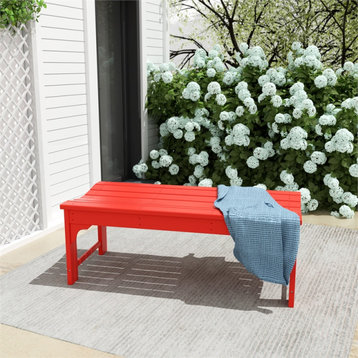 Ellendale Poly Plastic Backless Adirondack Bench in Red