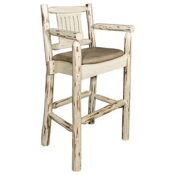 Captain's Barstool, Ready to Finish With Upholstered Seat, Buckskin Pattern