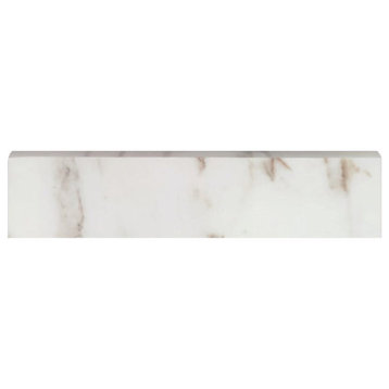 Porcelain Trims Marble Look Glossy Bullnose 3x12, White Gold