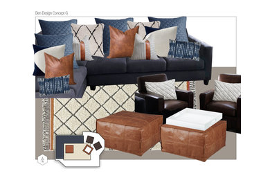 Inspiration for a small transitional enclosed carpeted family room remodel in Toronto with a wall-mounted tv