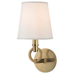 Hudson Valley - Hudson Valley Malibu One Light Wall Sconce 611-AGB - One Light Wall Sconce from Malibu collection in Aged Brass finish. Number of Bulbs 1. Max Wattage 60.00 . No bulbs included. Malibu presents a sense of poise and peace, its arm a thick ring of cast metal. A trimmed and tapered shade complements the assured simplicity and round lines of this attractive sconce. No UL Availability at this time.