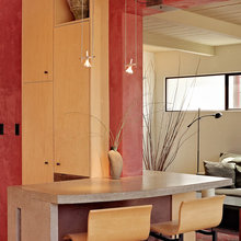 counters and cabinets
