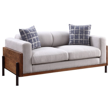 Ergode Loveseat With Pillows Fabric and Walnut