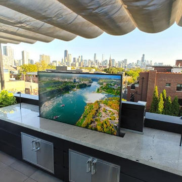 Chicago Rooftop living with two Samsung 75" Terrace TV's