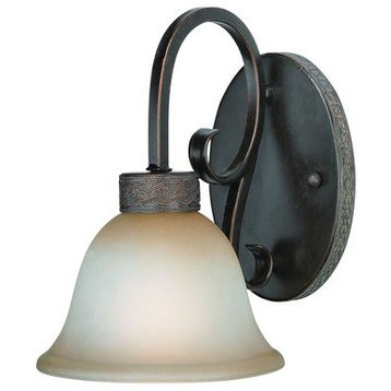 Craftmade Brookshire Manor Burnished Armor Wall Sconce With Light Umber Glass