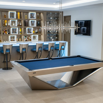 Stealth Brushed Aluminum Contemporary Pool Table