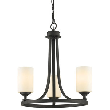 3 Light Chandelier in Fusion Style - 19.38 Inches Wide by 21.38 Inches