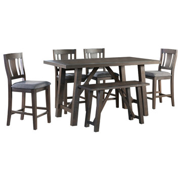 Picket House Furnishings Carter Counter Height 6PC Dining Set-Table, Four Chairs