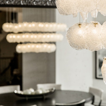 CRYSTAL SHELL | Custom Blown Glass Dining Room Chandelier | Modern Dining Light