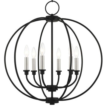 Livex Lighting 4666 Milania 6 Light 25"W Candle Style Globe - Black with