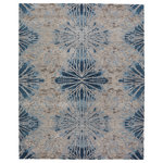 Jaipur Living - Kavi by Jaipur Living Thea Knotted Abstract White/Navy Area Rug, 2'x3' - The Chaos Theory collection designed by Kavi combines the exquisite artistry of hand-knotted construction with a modern expression of style. Made of hand-carded wool and lustrous rayon made from bamboo, each tightly knotted piece employs 180 artisans in rural India. The handmade Thea rug showcases a dynamic starburst design in bold hues of blue, white, and beige.