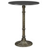 Catania Traditional Round Ornate Pedestal Wood Bar Table in Brown