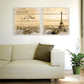 Holzbild Paris Skyline