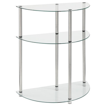Designs2Go Classic Glass 3 Tier Half-Circle Entryway Table