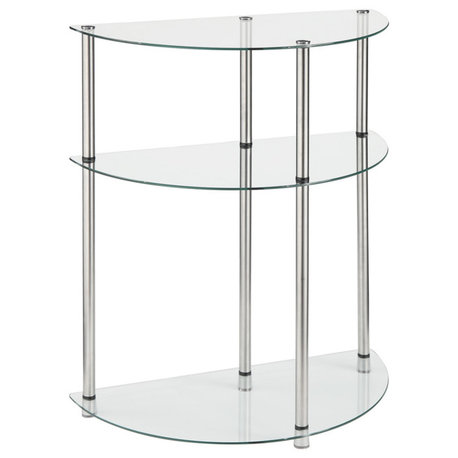 Designs2Go Classic Glass 3 Tier Half-Circle Entryway Table