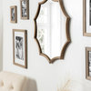 Lalina Scalloped Round Framed Accent Mirror, Gold 24" Diameter