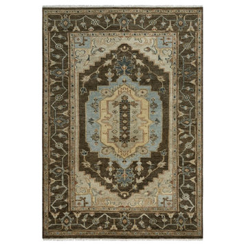 Alora Decor Abby 10' x 14' Dk. Brown/Brown/Blue Hand Knotted Area Rug