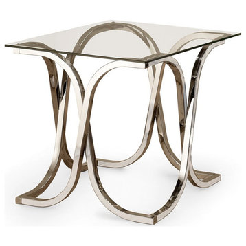 Coaster Tess Glass Top End Table with X-Shaped base in Chrome