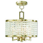 Livex Lighting - Livex Lighting 50574-28 Grammercy - Four Light Convertible Mini Chandelier - Crystal strands strung in a decrotive shade designGrammercy Four Light Winter Gold Clear Cr *UL Approved: YES Energy Star Qualified: n/a ADA Certified: n/a  *Number of Lights: Lamp: 4-*Wattage:60w Candelabra Base bulb(s) *Bulb Included:No *Bulb Type:Candelabra Base *Finish Type:Winter Gold