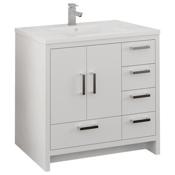 Fresca Imperia 36" Glossy White Free Stand Cab Integrated Sink R FCB9436WH-R-I