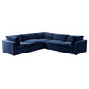 Kaelynn Corner Sofa Navy Blue Linen Upholstered