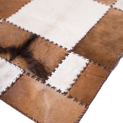 Unique Handmade Cowhide Patchwork Hallway & Stair Runner, Brown White, 6'8"x2'7" - Hall And Stair Runners