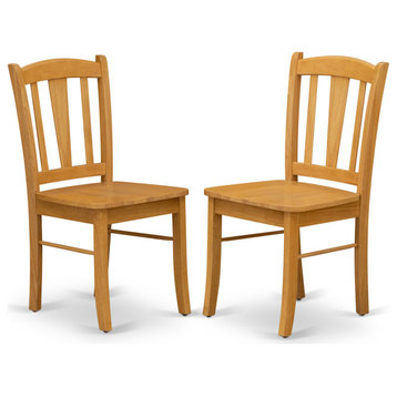 Dublin Dining Room Chair With Wood Seat, Set of 2, Oak