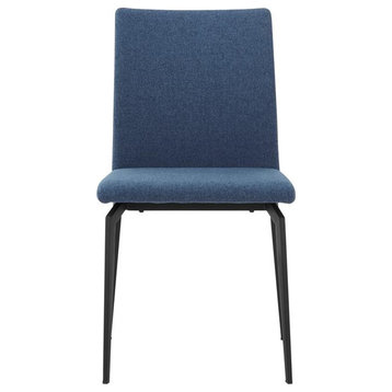 Armen Living Lyon Modern Fabric & Metal Dining Chair in Blue (Set of 2)
