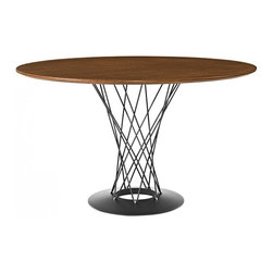 Cyclone Round Wood Top Dining Table in Walnut - Dining Tables
