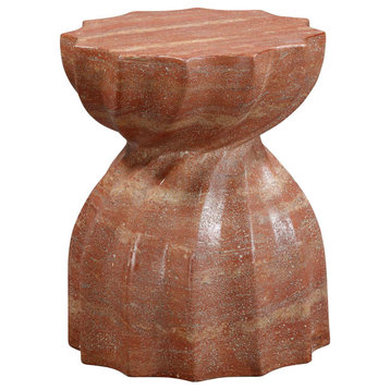 Turin Faux Marble Indoor/Outdoor Concrete Stool, Red