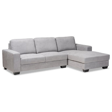 Baxton Studio Nevin Light Grey Sectional Sofa with Right Facing Chaise