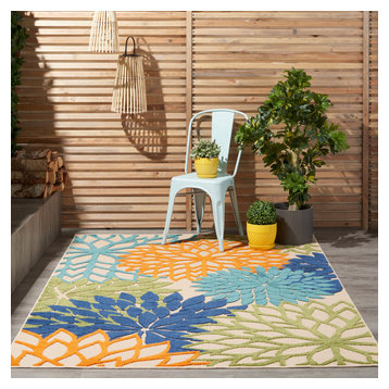 Aloha Multicolor 4 ft. x 6 ft. Floral Contemporary Indoor/Outdoor Area Rug