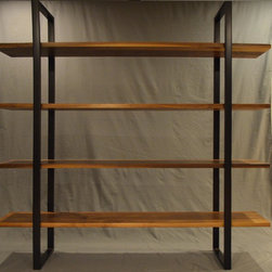 Floating Walnut and steel bookcase - Bookcases