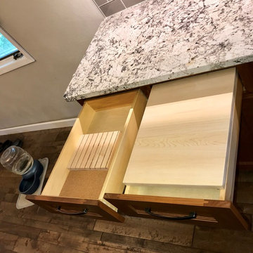 Dura Supreme Cabinets Knotty Alder Butternut Romanix Granite Galley Kitchen