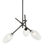 Hudson Valley - Alberton 3-Light Chandelier, Black Brass - Alberton reinvents the familiar sputnik silhouette as a modern dynamic statement piece. Elongated clear etched glass shades suspend from rotating metallic arms in Aged or Black Brass to create a piece of utilitarian art that is as beautiful as it is functional.