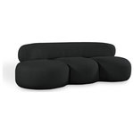 Meridian Furniture - Venti Black Boucle Fabric Upholstered Set, Black, Sofa - Discover timeless beauty with this Venti boucle fabric living room sofa that's designed to elevate your interior space. This exceptionally crafted art-deco-inspired chair is part of the Venti collection and boasts an alluring curved shape to add elegance and refinement to your room. Upholstered in rich black boucle fabric, the sofa has a plush texture that's oh-so-cozy against the skin. The art deco styling makes it a real statement piece, whether you place it in your living room, home office, or your favorite reading nook.