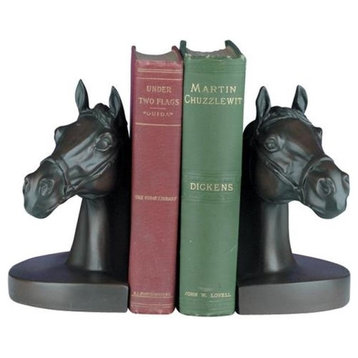 Bookends Horse Head Large Equestrian Hand Painted OK Casting USA