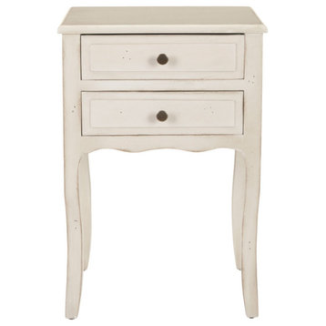 Edy End Table With Storage Drawers, White