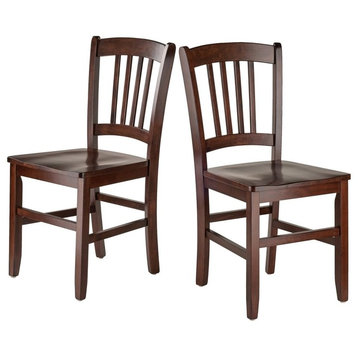 Winsome Madison 17.91"H Slat Back Solid Wood Dining Chair in Walnut (Set of 2)