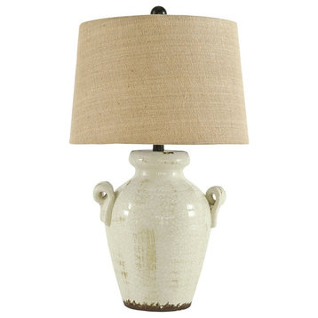 Ashley Furniture Emelda Ceramic Table Lamp in Cream