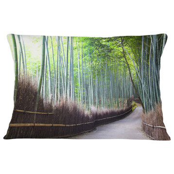 Kyoto Bamboo Forest Pathway Forest Throw Pillow, 12"x20"