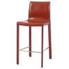 New Pacific Direct Gervin 26" Leather Counter Stool in Red (Set of 2)