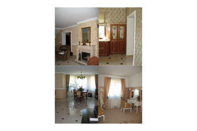 Example of a large classic open concept living room design in Yekaterinburg
