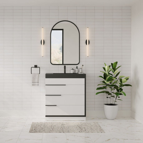 The Channing Bathroom Vanity, White, 30", Single Sink, Freestanding