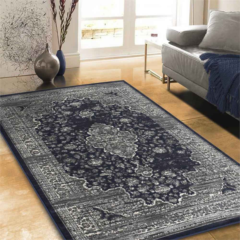 Allstar Rugs 5'x7' Rectangle Persian Kashan Cotton Rug in Midnight Blue ...